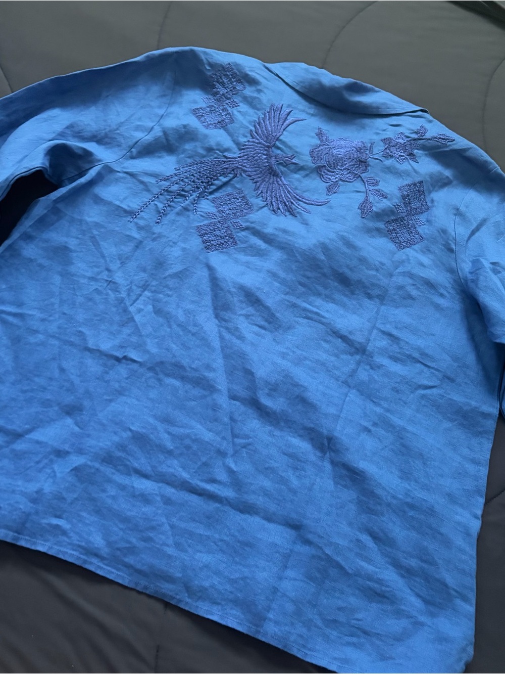 Johnny Was Ruffle Sleeve Shirt in Admiral Blue - Picture 12 of 12